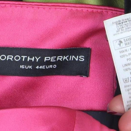 Dorothy Perkins Women’s Black Pink Green Strapless Bodycon Dress Size 16