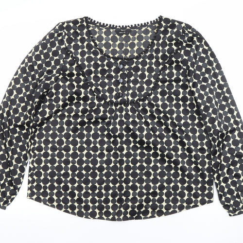 Comma Women’s Black Polka Dot Long Sleeve Tunic Blouse Size L