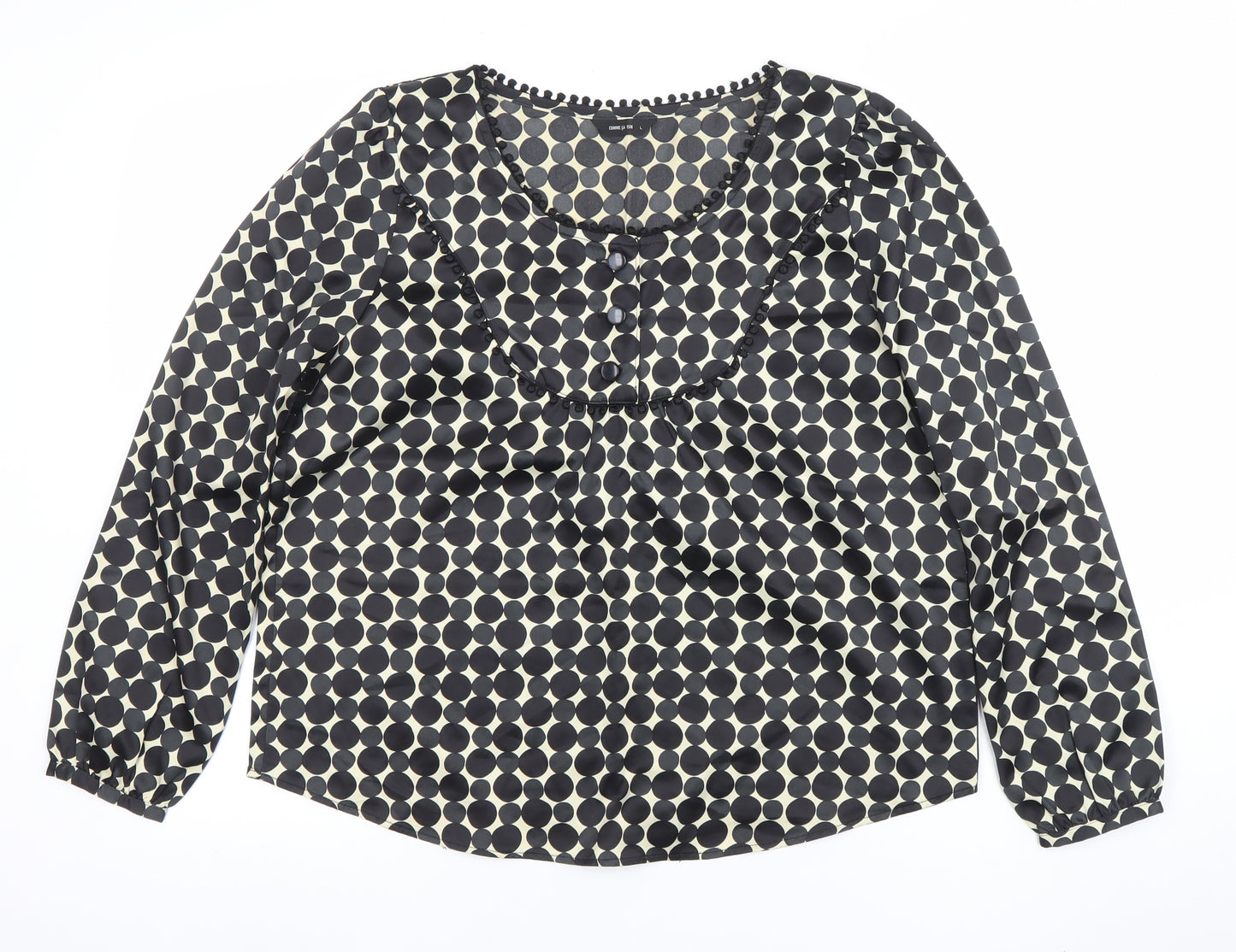 Comma Women’s Black Polka Dot Long Sleeve Tunic Blouse Size L