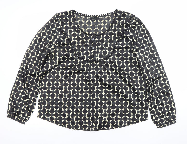 Comma Women’s Black Polka Dot Long Sleeve Tunic Blouse Size L