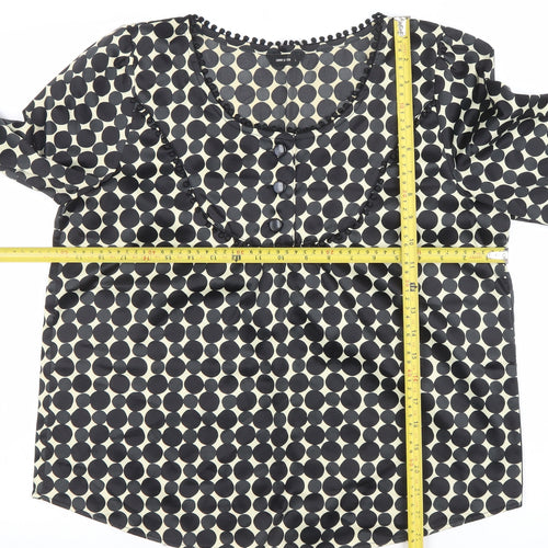 Comma Women’s Black Polka Dot Long Sleeve Tunic Blouse Size L