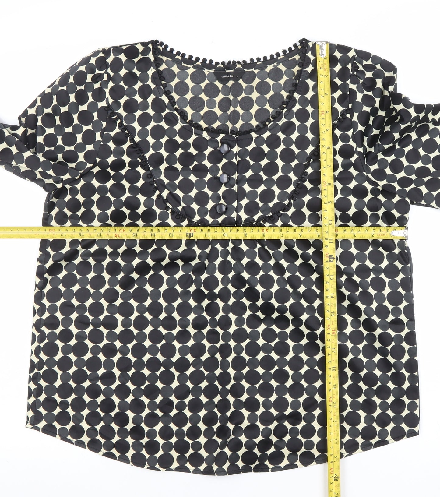 Comma Women’s Black Polka Dot Long Sleeve Tunic Blouse Size L
