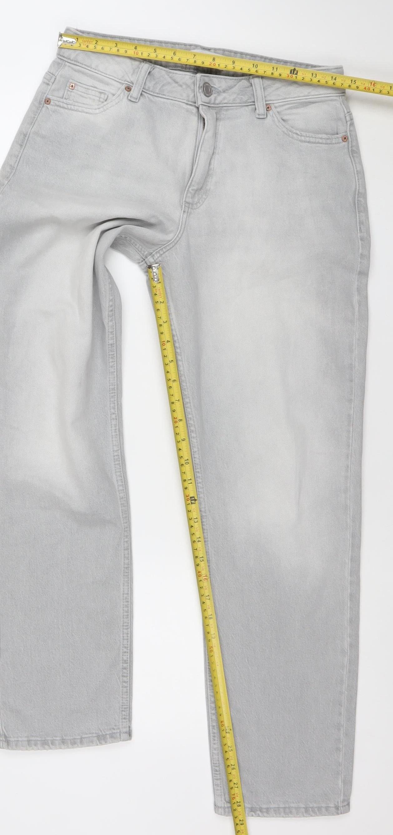 Primark Women Grey Straight Leg Stretch Denim Jeans Size 8