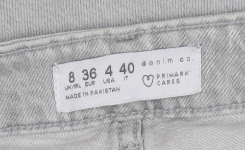 Primark Women Grey Straight Leg Stretch Denim Jeans Size 8