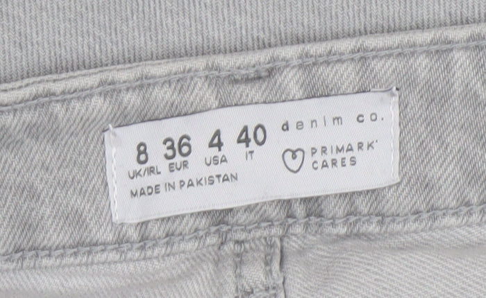 Primark Women Grey Straight Leg Stretch Denim Jeans Size 8