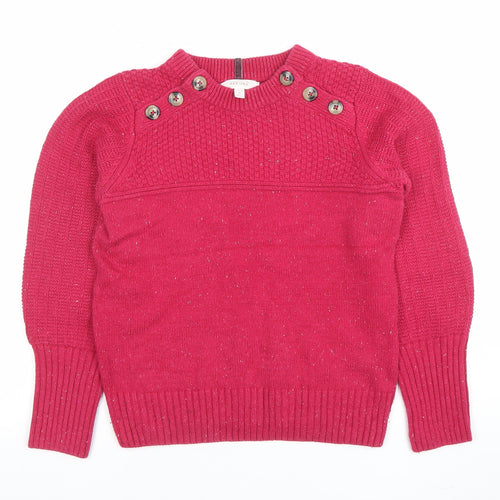 Marks and Spencer Per Una Women’s Pink Button Pullover Jumper Size 8