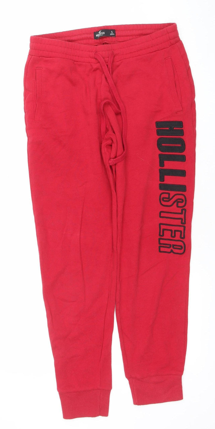 Hollister Womens Red Jogger Trousers Size S Cotton Blend Elastic Waist