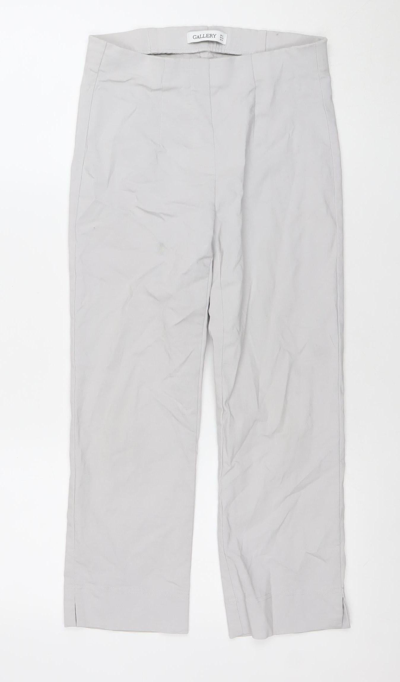Gallery Women Beige Viscose Blend Stretch Straight Trousers UK 8