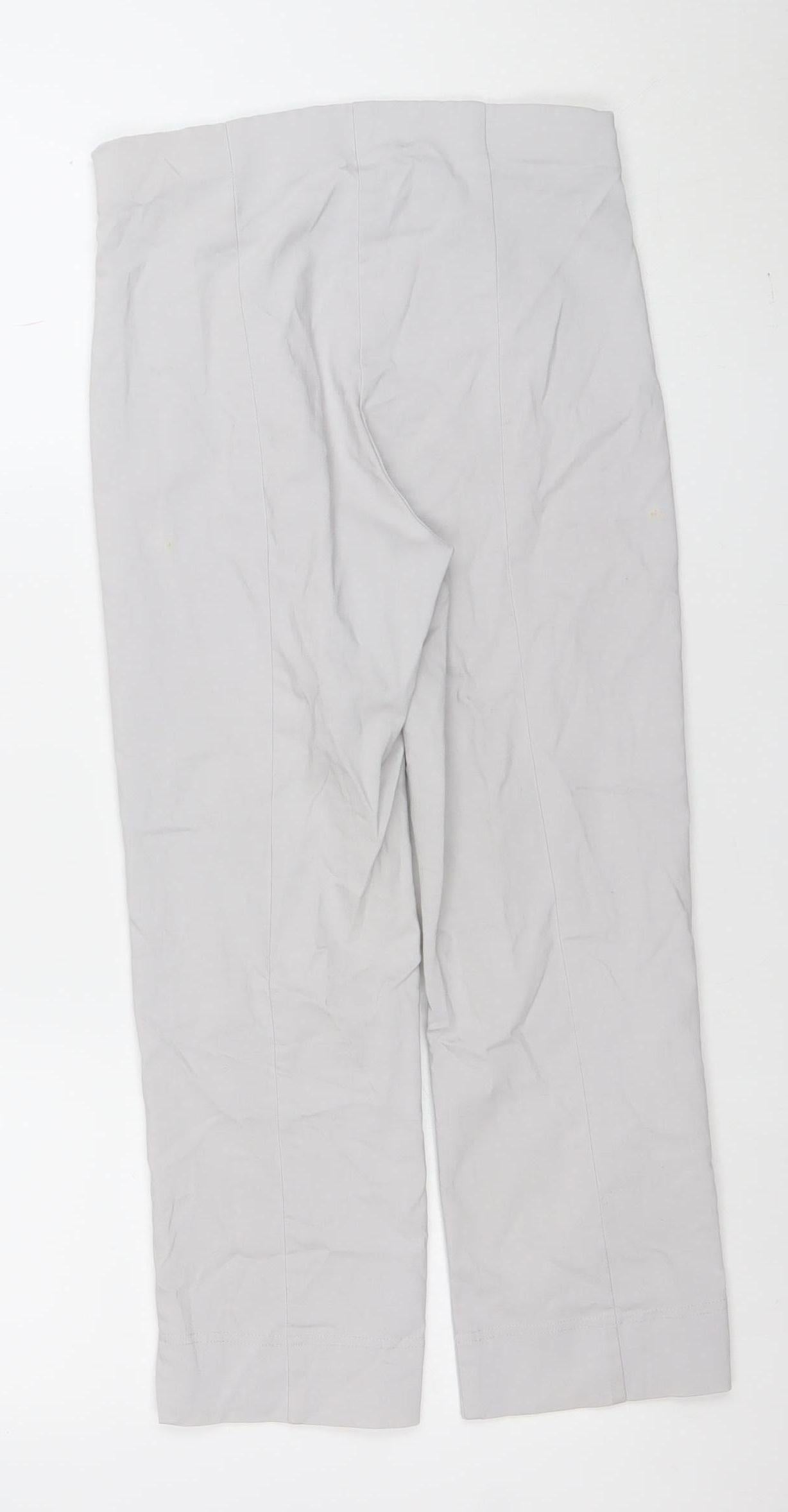 Gallery Women Beige Viscose Blend Stretch Straight Trousers UK 8