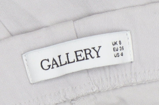 Gallery Women Beige Viscose Blend Stretch Straight Trousers UK 8