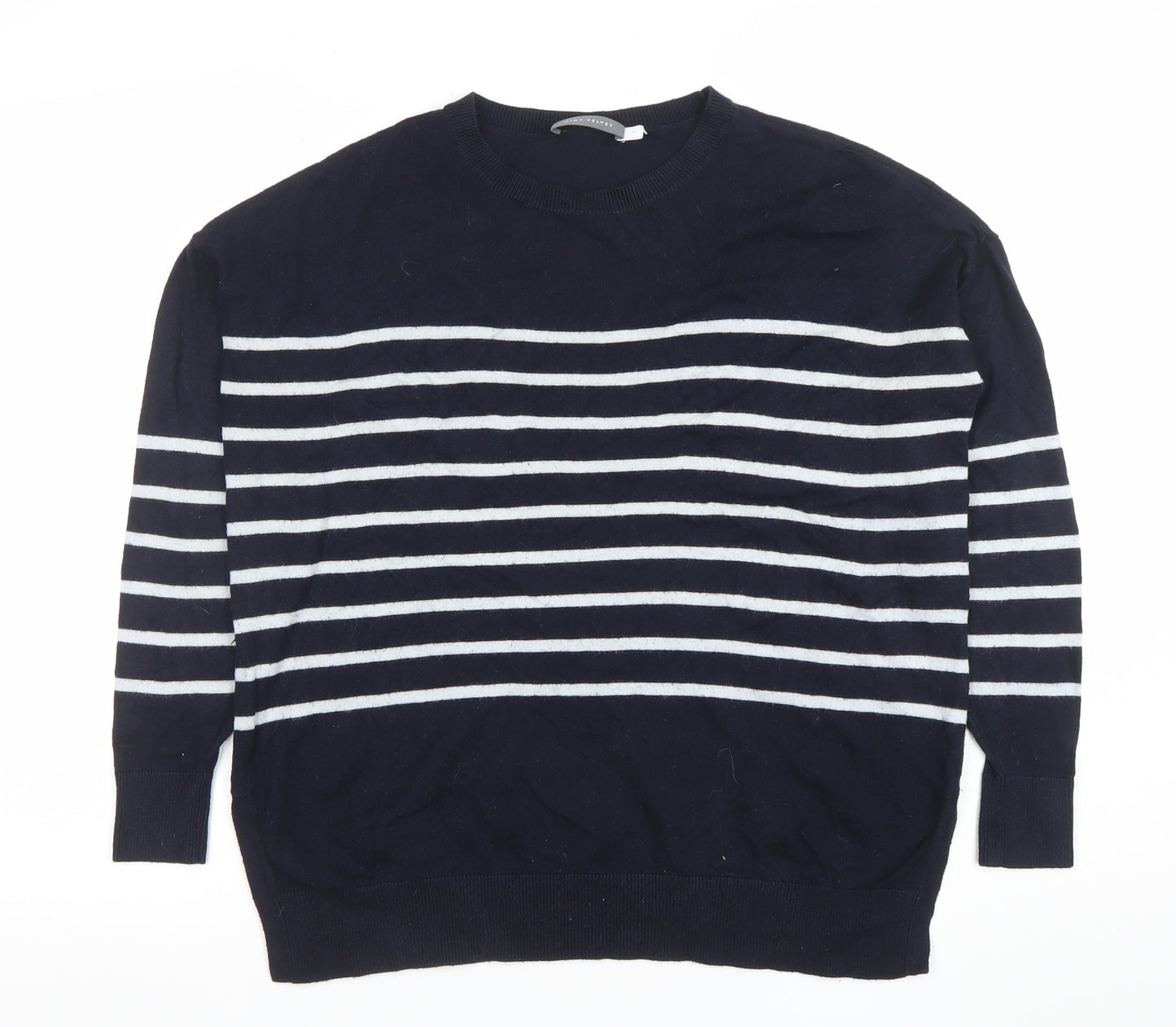 Mint Velvet Women's Blue Striped Star Knit Jumper Size M