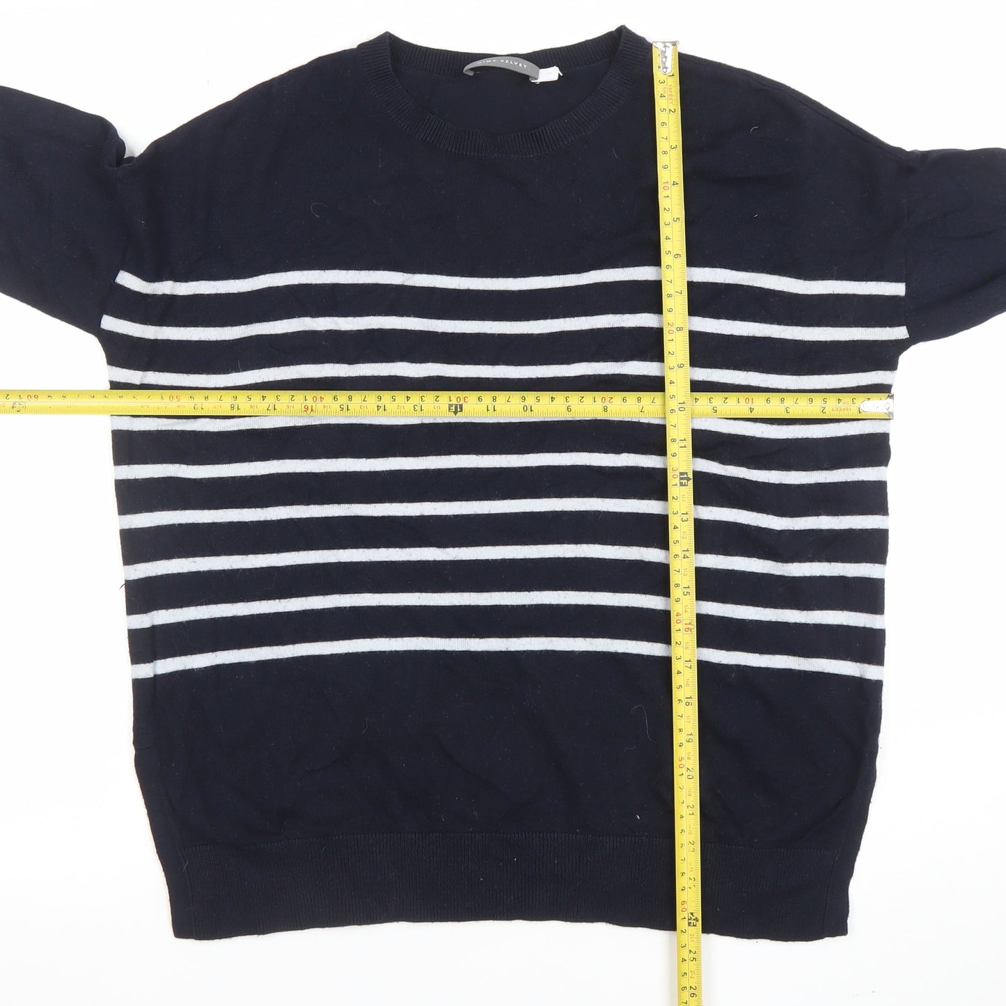 Mint Velvet Women's Blue Striped Star Knit Jumper Size M