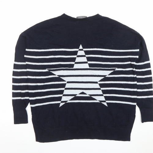 Mint Velvet Women's Blue Striped Star Knit Jumper Size M