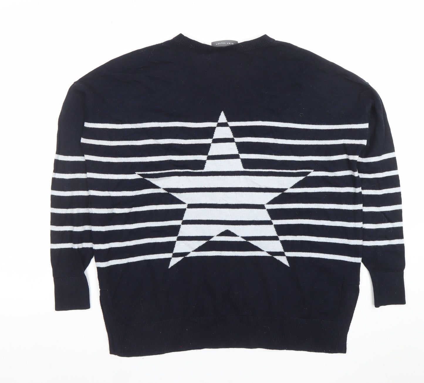 Mint Velvet Women's Blue Striped Star Knit Jumper Size M