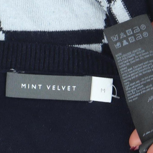 Mint Velvet Women's Blue Striped Star Knit Jumper Size M