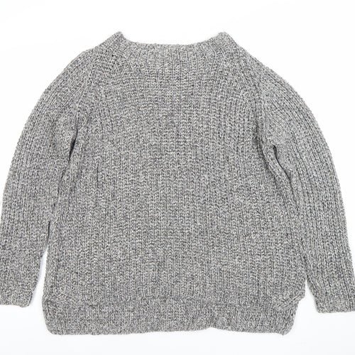 Oui Women’s Grey Chunky Knit Cotton Blend Jumper Size 14