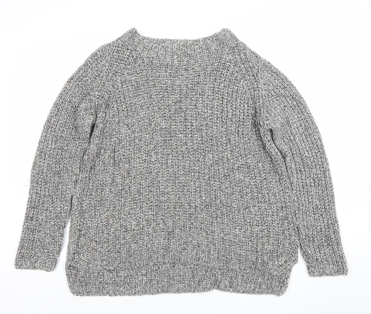 Oui Women’s Grey Chunky Knit Cotton Blend Jumper Size 14