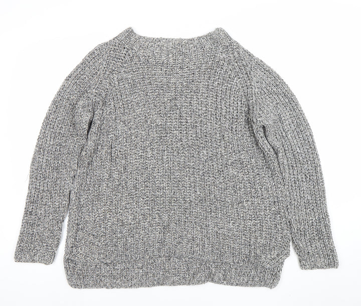 Oui Women’s Grey Chunky Knit Cotton Blend Jumper Size 14
