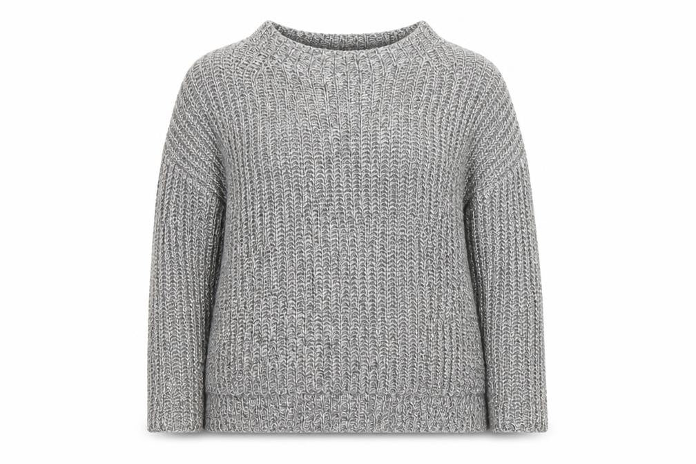 Oui Women’s Grey Chunky Knit Cotton Blend Jumper Size 14