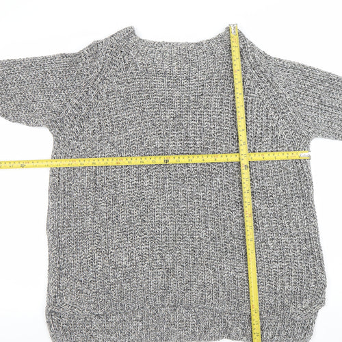 Oui Women’s Grey Chunky Knit Cotton Blend Jumper Size 14