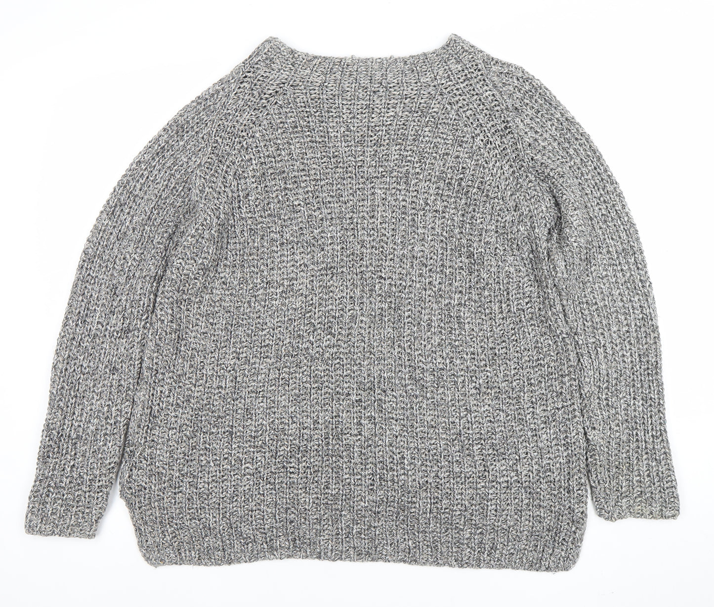 Oui Women’s Grey Chunky Knit Cotton Blend Jumper Size 14