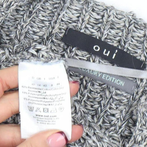 Oui Women’s Grey Chunky Knit Cotton Blend Jumper Size 14