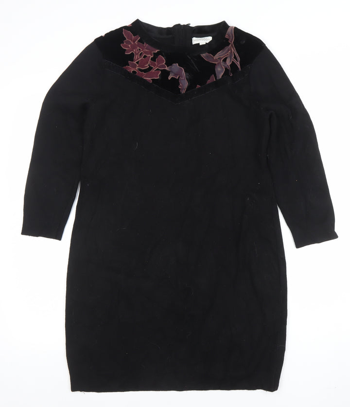 Monsoon Womens Black Floral Velvet Pullover Jumper M