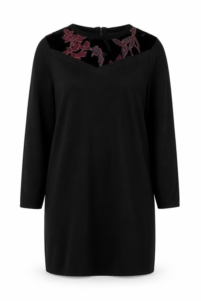 Front view of Monsoon women’s black floral velvet jumper m