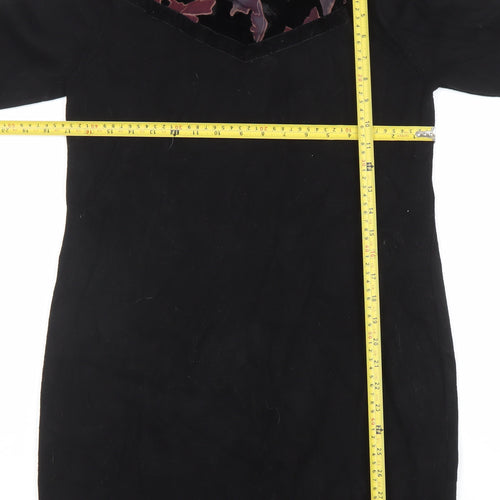 Monsoon Womens Black Floral Velvet Pullover Jumper M