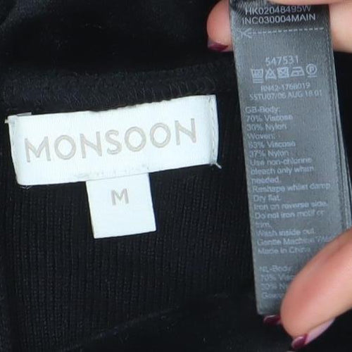 Monsoon Womens Black Floral Velvet Pullover Jumper M