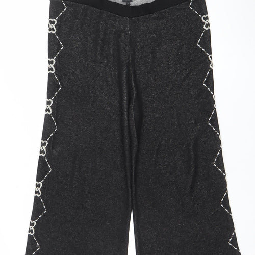River Island Women’s Black Embroidered Wide-Leg Culottes Size L