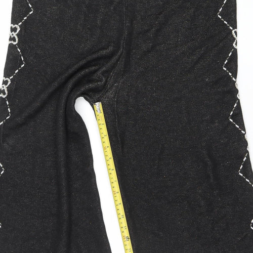 River Island Women’s Black Embroidered Wide-Leg Culottes Size L