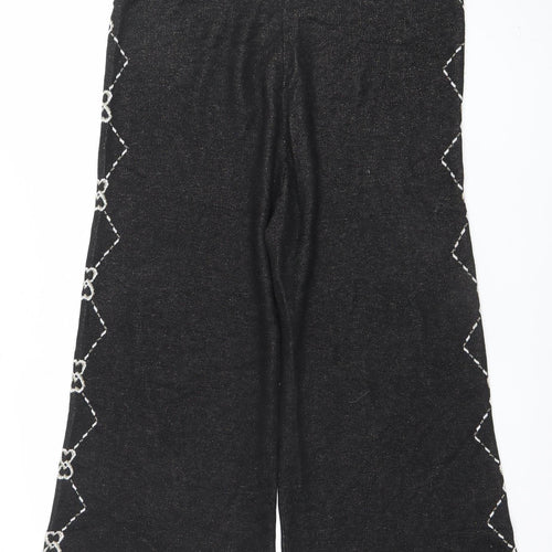 River Island Women’s Black Embroidered Wide-Leg Culottes Size L