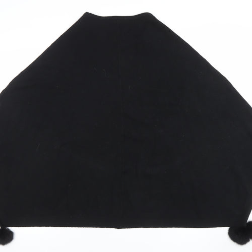 Oberston Womens Black Rhinestone Cape Poncho One Size Knit Jumper