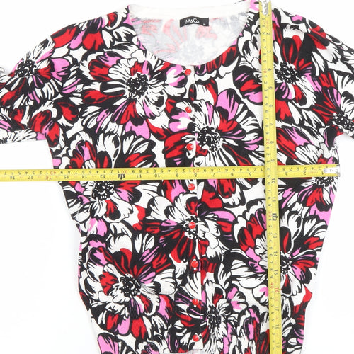 M&Co Women’s Multicoloured Floral Cardigan Size 10 Knit Cotton Blend