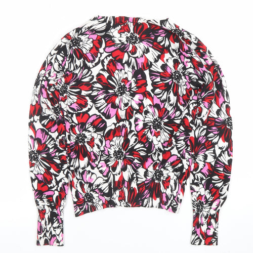 M&Co Women’s Multicoloured Floral Cardigan Size 10 Knit Cotton Blend