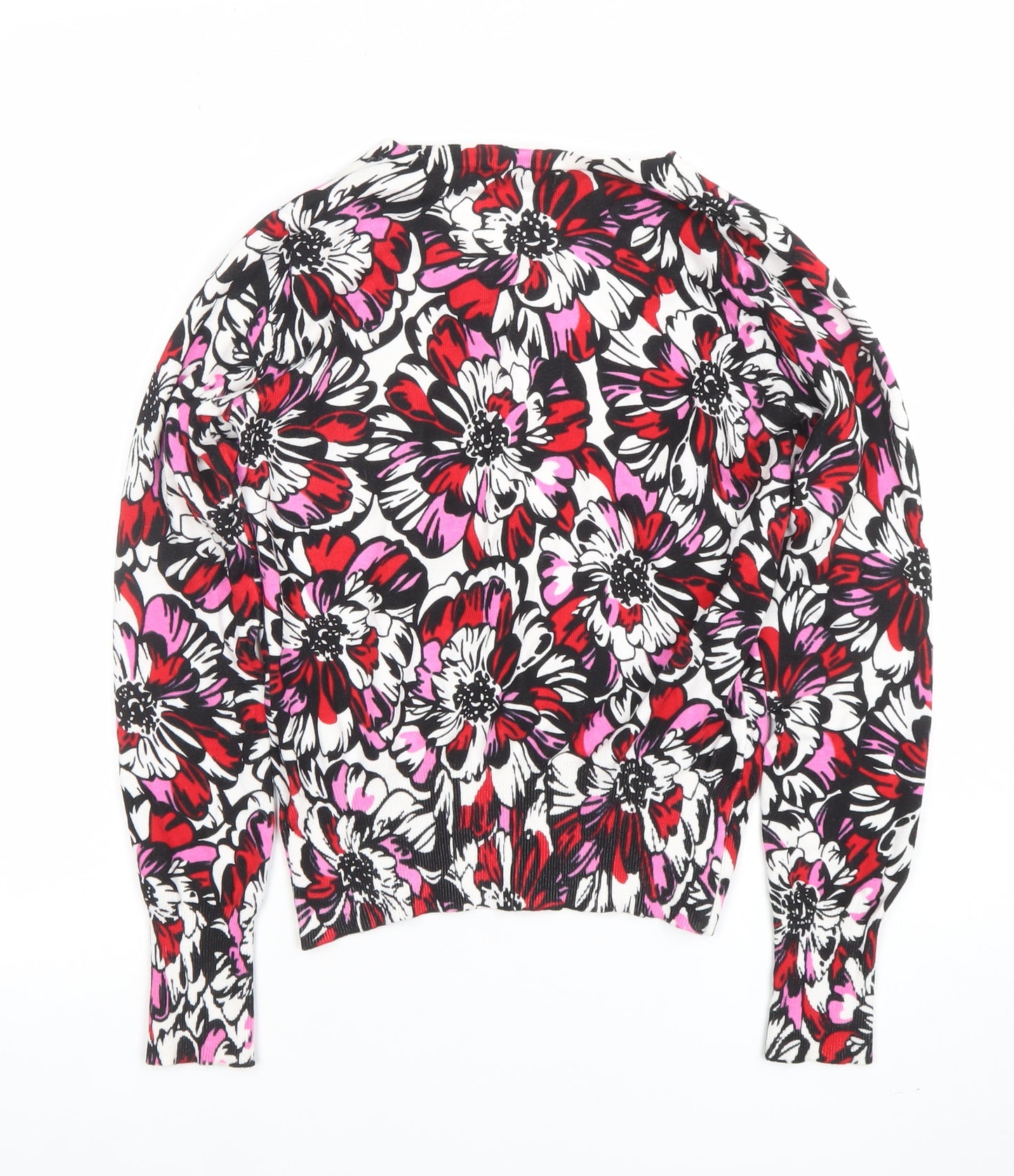 M&Co Women’s Multicoloured Floral Cardigan Size 10 Knit Cotton Blend