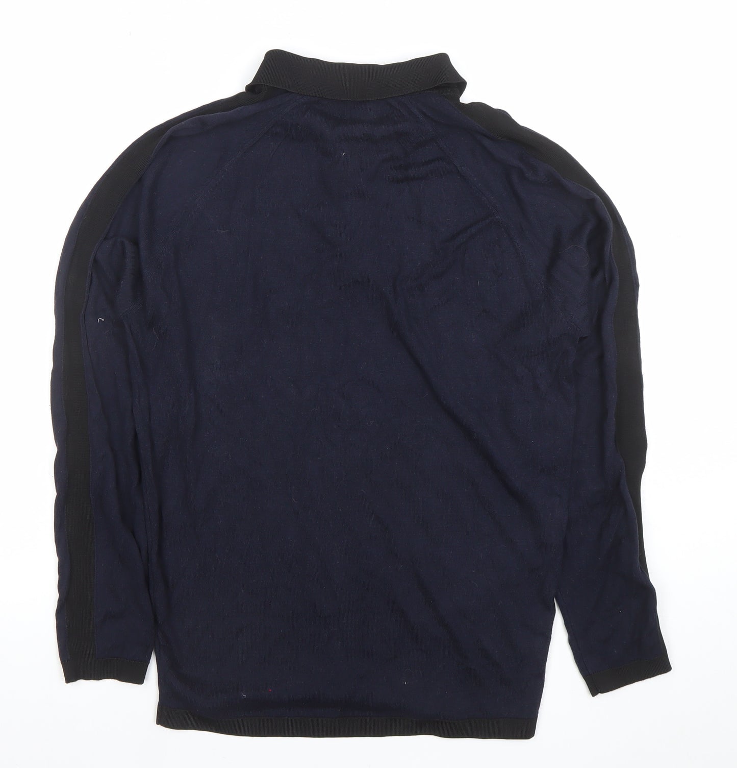 River Island Men's Blue Long Sleeve 1/4 Zip Knit Polo Shirt Size M