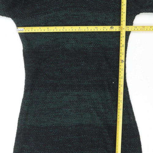 Initial Womens Green Roll Neck Chunky Knit Long Sleeve Jumper M