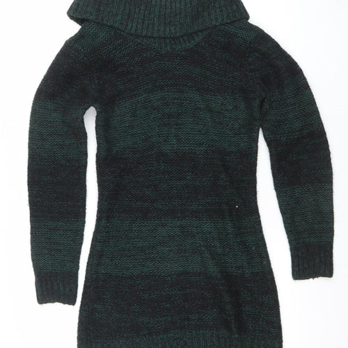 Initial Womens Green Roll Neck Chunky Knit Long Sleeve Jumper M