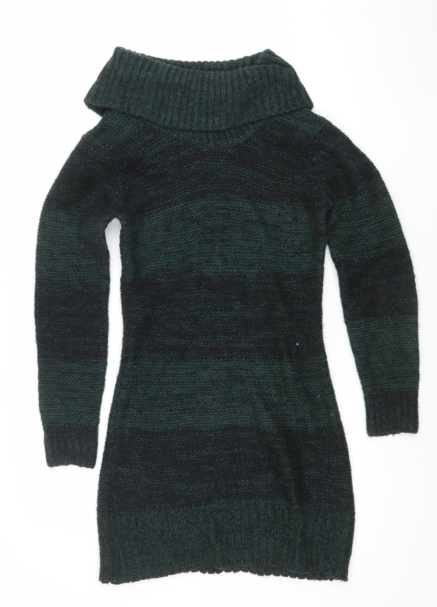 Initial Womens Green Roll Neck Chunky Knit Long Sleeve Jumper M