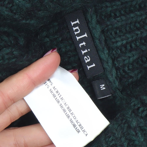 Initial Womens Green Roll Neck Chunky Knit Long Sleeve Jumper M