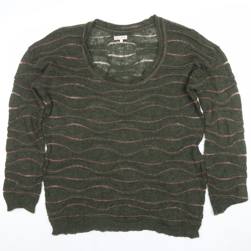 Piazza Sempione Women’s Green Wool Blend Open Knit Jumper Size 10