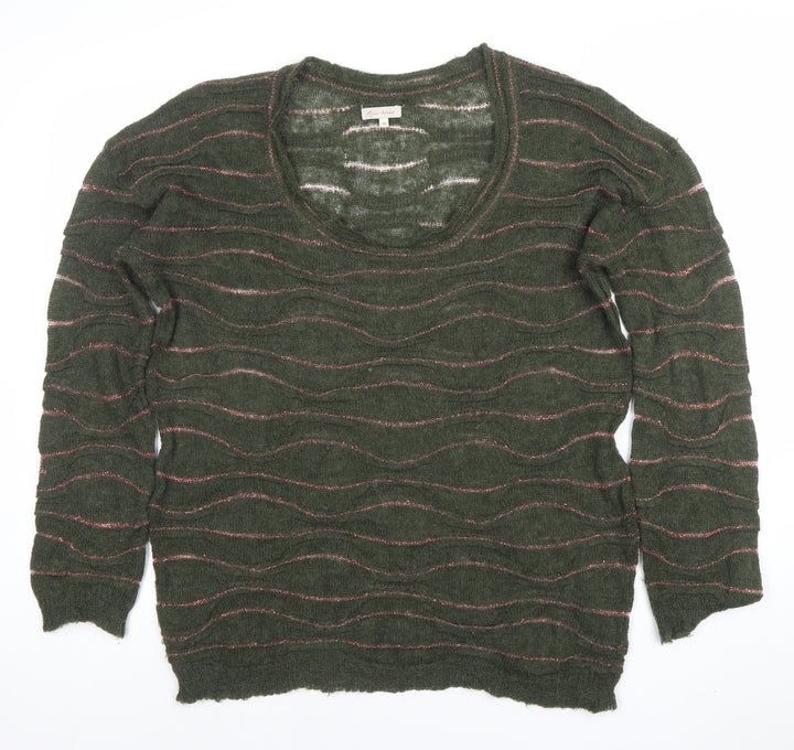Piazza Sempione Women’s Green Wool Blend Open Knit Jumper Size 10