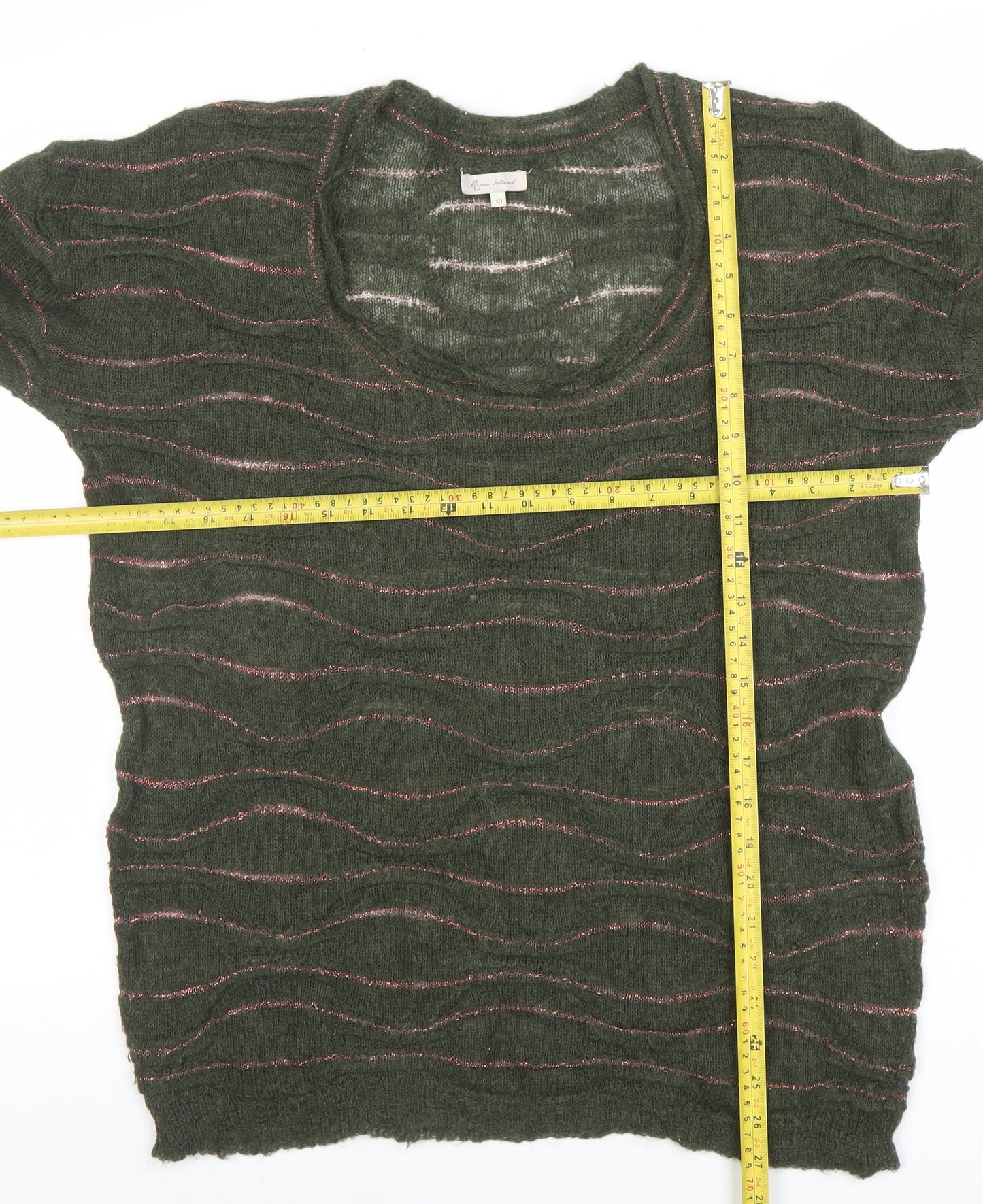 Piazza Sempione Women’s Green Wool Blend Open Knit Jumper Size 10