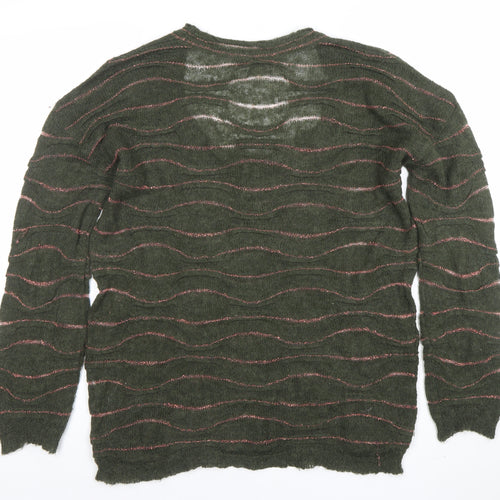 Piazza Sempione Women’s Green Wool Blend Open Knit Jumper Size 10