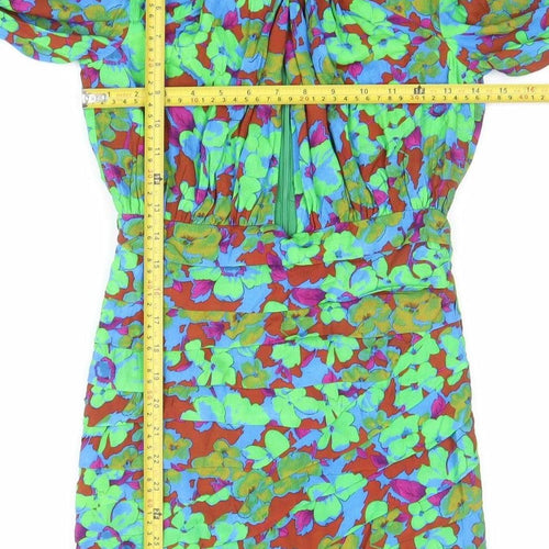 ZARA Women’s Multicoloured XS Floral Off Shoulder Bodycon Dress