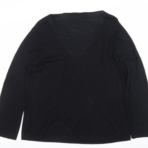 Evans Women’s Black Beaded V-Neck Long Sleeve Knit Top Size 18