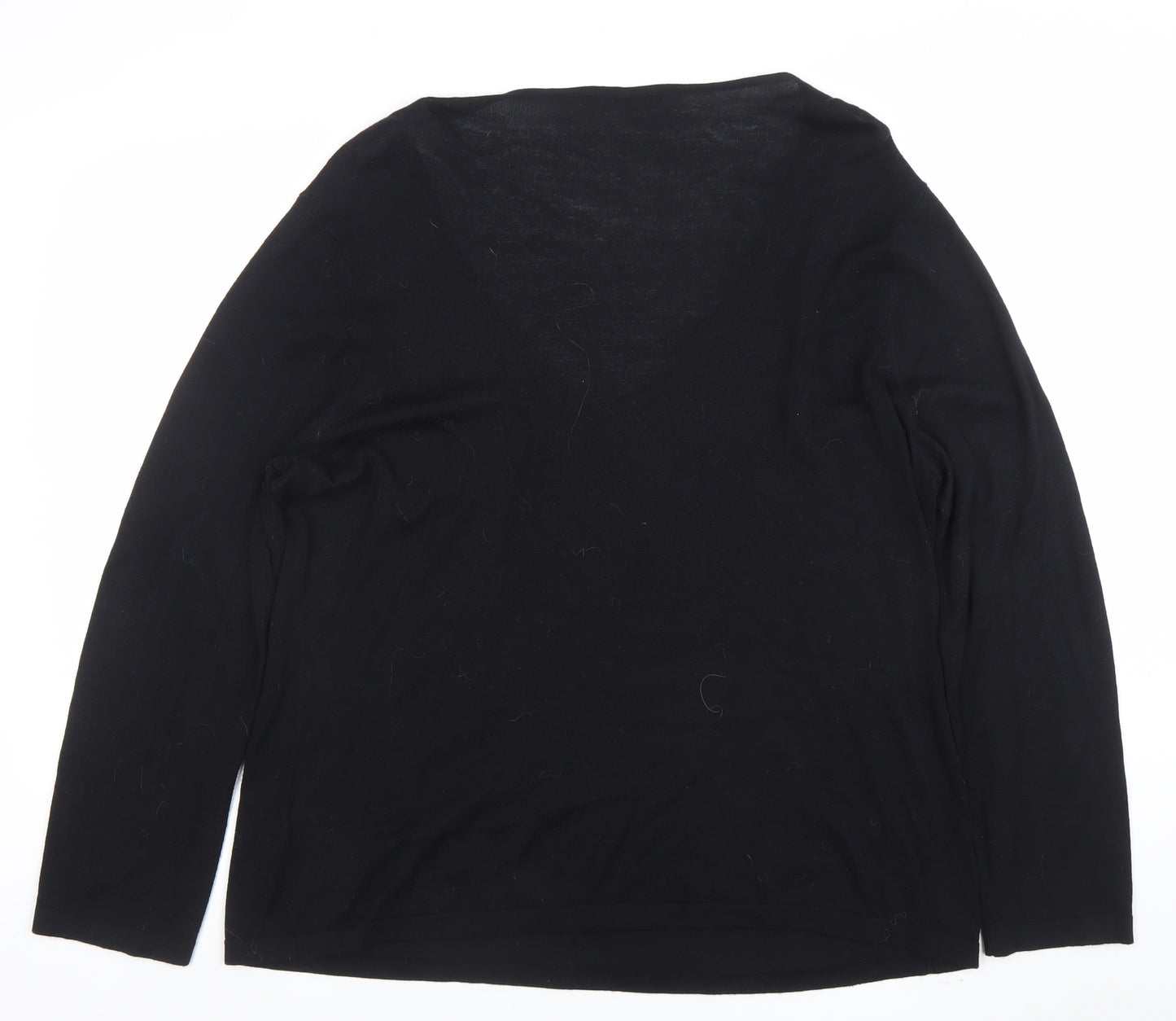 Evans Women’s Black Beaded V-Neck Long Sleeve Knit Top Size 18