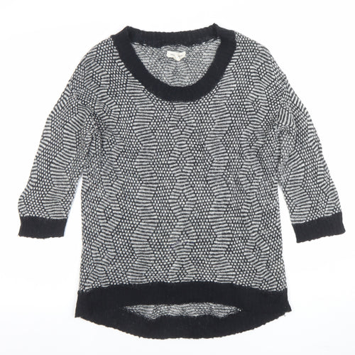 Silence + Noise Women's Black Geometric Knit Pullover Jumper Size S